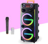 CASSA-KARAOKE-Altoparlante-Bluetooth-Wireless-multifunzione-doppio-8-pollici-con-microfono-SENZA-FILI-telecomando-LUCI-LED-RGB
