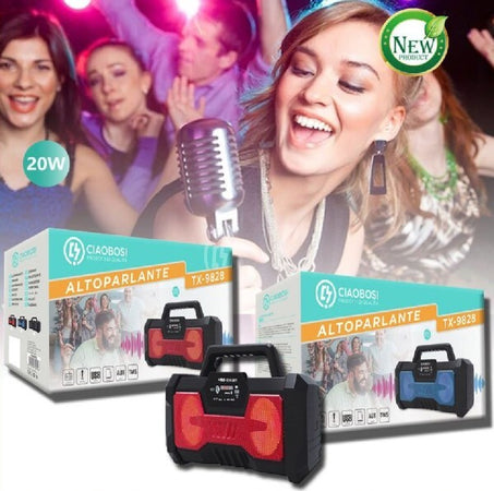Cassa-Speaker-Altoparlante-Bluetooth-20watt-Tx-9828-Radio-Fm-Tf-Usb-Ricaricabile