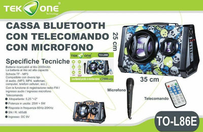 Cassa Speaker Tekone To-l86e Portatile Con Microfono 25+5w Radio Fm Elettronica/Audio e video portatile/Accessori/Casse portatili e Docking Station con altoparlanti/Casse portatili Bluetooth Trade Shop italia - Napoli, Commerciovirtuoso.it