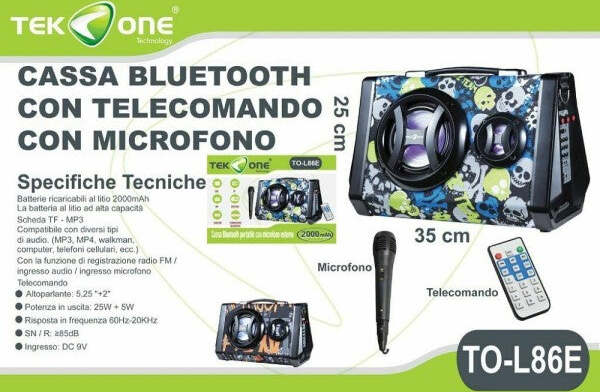 Cassa Speaker Tekone To-l86e Portatile Con Microfono 25+5w Radio Fm Elettronica/Audio e video portatile/Accessori/Casse portatili e Docking Station con altoparlanti/Casse portatili Bluetooth Trade Shop italia - Napoli, Commerciovirtuoso.it