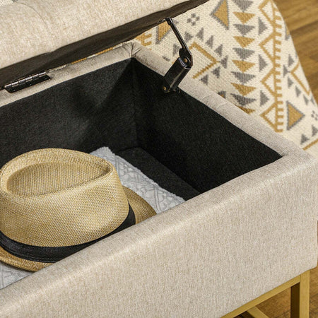 cassaPanca-con-Contenitore-per-ingresso-camera-da-letto-elegante-imbottita-grande-pouf-tessuto-negozio--Poliestere-Trapuntata-con-Gambe-in-Acciaio-d'oro,-110x44x48cm-baule-Beige-F838-353V80BGA