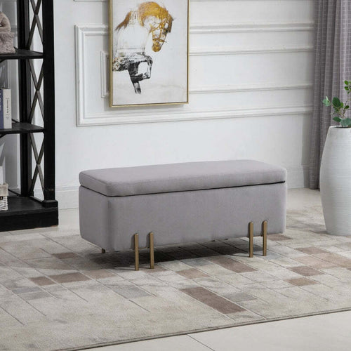 cassaPanca-Contenitore-baule-ingresso-panca-camera-da-letto-grande-pouf-tessuto-negozio-per-Interni-con-Seduta-Imbottita-e-Piedini-Laccati-Oro,-Design-Moderno-ed-Elegante,-100-x-40-x-42cm-F838-024GYA