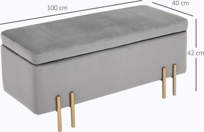 cassaPanca-Contenitore-baule-ingresso-panca-camera-da-letto-grande-pouf-tessuto-negozio-per-Interni-con-Seduta-Imbottita-e-Piedini-Laccati-Oro,-Design-Moderno-ed-Elegante,-100-x-40-x-42cm-F838-024GYA