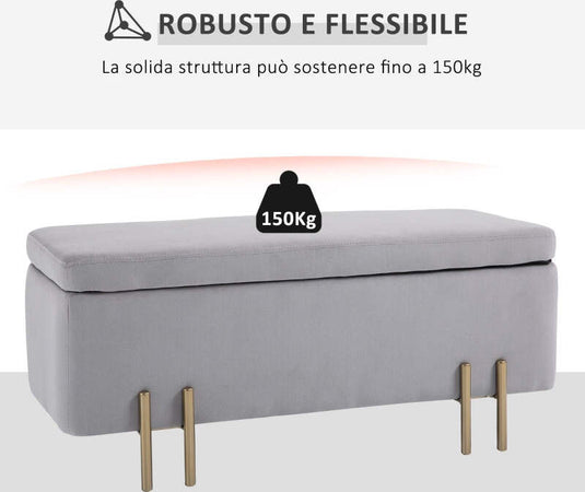 cassaPanca-Contenitore-baule-ingresso-panca-camera-da-letto-grande-pouf-tessuto-negozio-per-Interni-con-Seduta-Imbottita-e-Piedini-Laccati-Oro,-Design-Moderno-ed-Elegante,-100-x-40-x-42cm-F838-024GYA