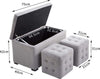 Cassapanca-Portaoggetti-Multiuso-con-2-Sgabello-Pouf-in-Velluto,-Grigio-Perla-panca-baule-ingresso-camera-da-letto-elegante-imbottita-grande-tessuto-negozio-F833-160GYA