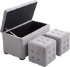 Cassapanca-Portaoggetti-Multiuso-con-2-Sgabello-Pouf-in-Velluto,-Grigio-Perla-panca-baule-ingresso-camera-da-letto-elegante-imbottita-grande-tessuto-negozio-F833-160GYA