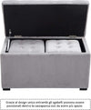 Cassapanca-Portaoggetti-Multiuso-con-2-Sgabello-Pouf-in-Velluto,-Grigio-Perla-panca-baule-ingresso-camera-da-letto-elegante-imbottita-grande-tessuto-negozio-F833-160GYA