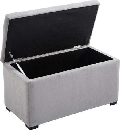 Cassapanca-Portaoggetti-Multiuso-con-2-Sgabello-Pouf-in-Velluto,-Grigio-Perla-panca-baule-ingresso-camera-da-letto-elegante-imbottita-grande-tessuto-negozio-F833-160GYA
