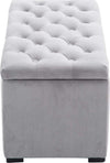 Cassapanca-Portaoggetti-Multiuso-con-2-Sgabello-Pouf-in-Velluto,-Grigio-Perla-panca-baule-ingresso-camera-da-letto-elegante-imbottita-grande-tessuto-negozio-F833-160GYA