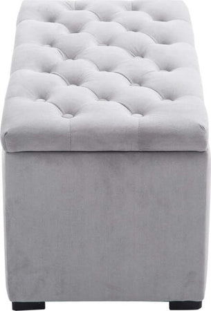 Cassapanca-Portaoggetti-Multiuso-con-2-Sgabello-Pouf-in-Velluto,-Grigio-Perla-panca-baule-ingresso-camera-da-letto-elegante-imbottita-grande-tessuto-negozio-F833-160GYA