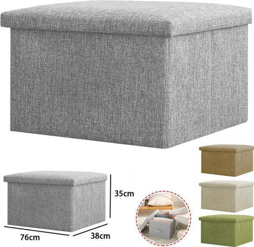 Cassapanca-Pouf-Contenitore-Pieghevole-Panca-Sgabello-Poggiapiedi-In-Tessuto
