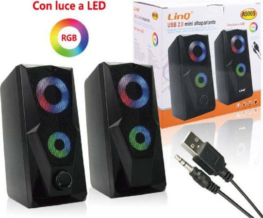 Casse-Altoparlanti-Stereo-Usb-2.0-Con-Luci-Led-Pc-Gaming-Rgb-Speaker-Tv-Mp3-A5005