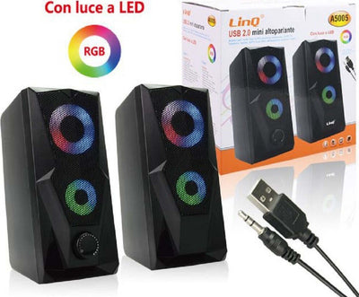 Casse Altoparlanti Stereo Usb 2.0 Con Luci Led Pc Gaming Rgb Speaker Tv Mp3 A5005 Elettronica/Audio e video portatile/Accessori/Casse portatili e Docking Station con altoparlanti/Casse portatili Bluetooth Trade Shop italia - Napoli, Commerciovirtuoso.it