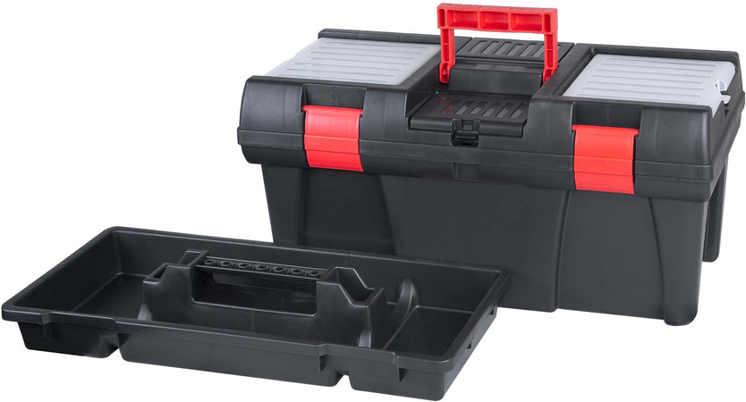 CASSETTA DEGLI ATTREZZI  NERA CON MANICO ROSSO RESISTENTE SOLIDA BEAST