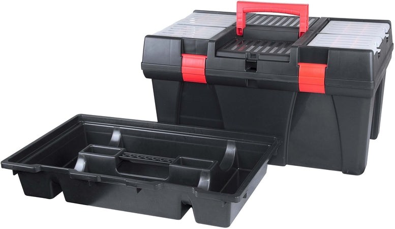 CASSETTA DEGLI ATTREZZI  NERA CON MANICO ROSSO RESISTENTE SOLIDA BEAST