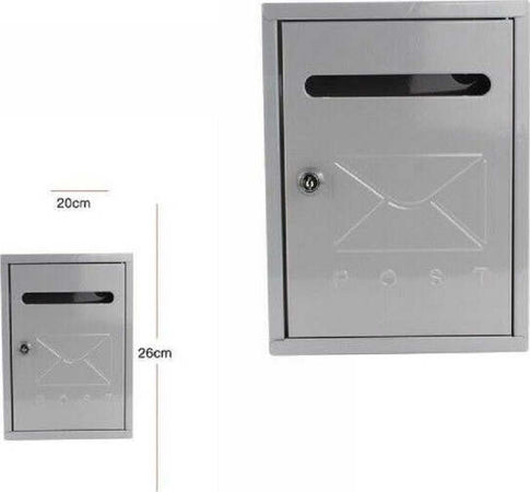 Cassetta-Della-Posta-Postale-Box-Lettere-In-Metallo-Da-Esterno-Grigia-26x20cm