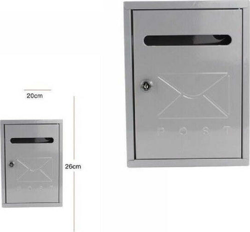 Cassetta-Della-Posta-Postale-Box-Lettere-In-Metallo-Da-Esterno-Grigia-26x20cm