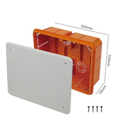 Cassetta Di Derivazione Da Incasso Muro Con Coperchio E Viti 294x152x70mm 27008