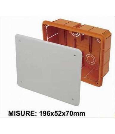 Cassetta Di Derivazione Da Incasso Muro Con Coperchio Viti 196 X 52 X 70mm 27031