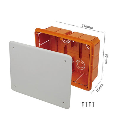 Cassetta Di Derivazione Da Incasso Muro Ip40 Con Coperchio Viti 118x96x70mm 27005