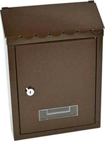 Cassetta-Per-Posta-Marrone-In-Alluminio-Con-Chiave-30,5-X-22-Cm