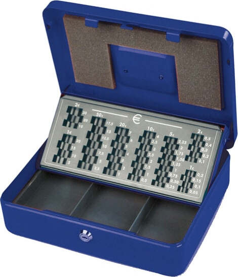 Cassetta portavalori Europa - 30 x 24 x 9 cm - blu - Metalplus Cancelleria e prodotti per ufficio/Archivio ufficio e accessori per scrivania/Casseforti portamonete e contabanconote/Piccole casseforti per contanti e assegni Eurocartuccia - Pavullo, Commerciovirtuoso.it