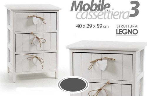 Cassettiera 3 Cassetti H59x40x29cm Legno Comodino Bianco Cuore Arredamento Casa Casa, arredamento e bricolage > Arredamento > Mobili e Accessori Trade Shop italia - Napoli, Commerciovirtuoso.it
