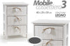 Cassettiera-3-Cassetti-H59x40x29cm-Legno-Comodino-Bianco-Cuore-Arredamento-Casa