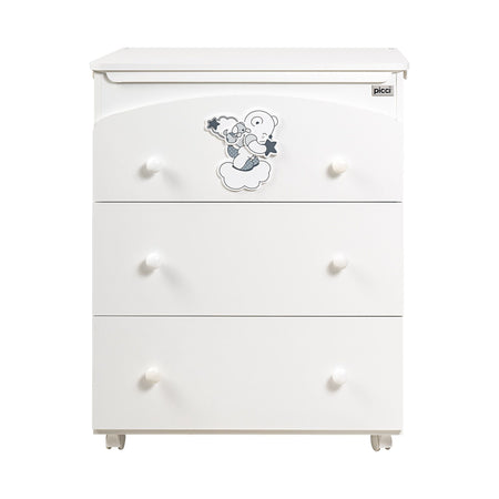 Cassettiera a 3 cassetti Picci Mambo con decoro BIANCA