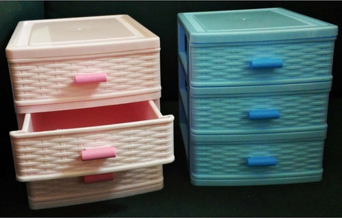 CASSETTIERA 3 CASSETTI PLASTICA EFFETTO VIMINI PORTA OGGETTI COFANETTO MINUTERIE  Trade Shop italia - Napoli, Commerciovirtuoso.it