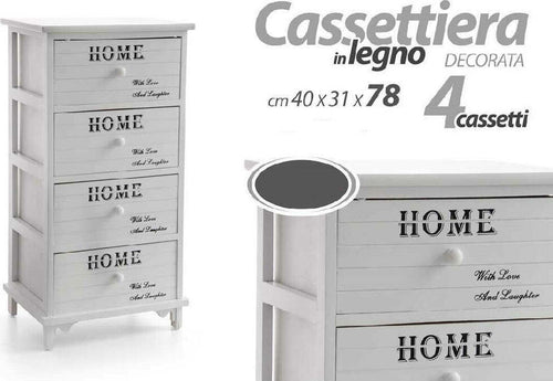 Cassettiera 4 Cassetti 78x40x31cm Comodino Home Bianco Legno Shabby Multiuso Casa, arredamento e bricolage > Arredamento > Mobili e Accessori Trade Shop italia - Napoli, Commerciovirtuoso.it