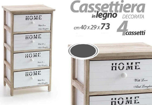 Cassettiera 4 Cassetti H 73 40x29cm Bianco Legno Naturale Arredamento Moderno Casa, arredamento e bricolage > Arredamento > Mobili e Accessori Trade Shop italia - Napoli, Commerciovirtuoso.it