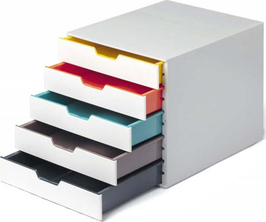Cassettiera 5 cassetti colorati - bianco ghiaccio - cassetti 5 cm - Durable Casa e cucina/Arredamento/Studio/Mobiletti e credenze/Cassetti Eurocartuccia - Pavullo, Commerciovirtuoso.it