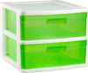 Cassettiera-A-2-Cassetti-Piani-Per-Bricolage-E-Uso-Domestico-Colore-Verde-Pvc
