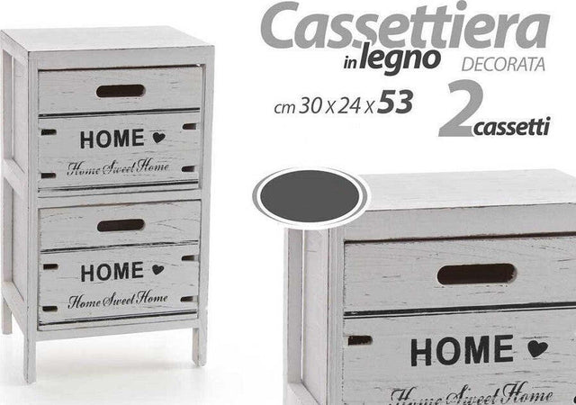 Cassettiera Comodino Home 2 Cassetti Legno Bianco Anticato 53x30x24cm Shabby 787980 Casa e cucina/Arredamento/Camera da letto/Comò e cassettiere Trade Shop italia - Napoli, Commerciovirtuoso.it