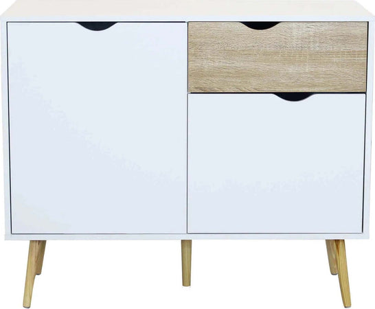 Cassettiera con 3 cassetti, mobile basso Theodore guide in metallo h 82 cm Casa e cucina/Organizzazione interni/Porta oggetti cassetti e scaffali/Cassettiere Decor Space - Altamura, Commerciovirtuoso.it