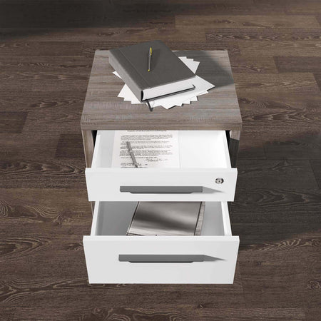 Cassettiera Da Ufficio 3 Cassetti Per Scrivania Rovere Tartufo E Bianco Con Chiave E Ruote Casa e cucina/Arredamento/Studio/Mobiletti e credenze/Cassetti Decor Space - Altamura, Commerciovirtuoso.it