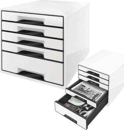 Cassettiera Drawer Cabinet Cube 5 - 28 7x27x36 3 cm - bianco - Leitz Casa e cucina/Arredamento/Studio/Mobiletti e credenze/Cassetti Eurocartuccia - Pavullo, Commerciovirtuoso.it