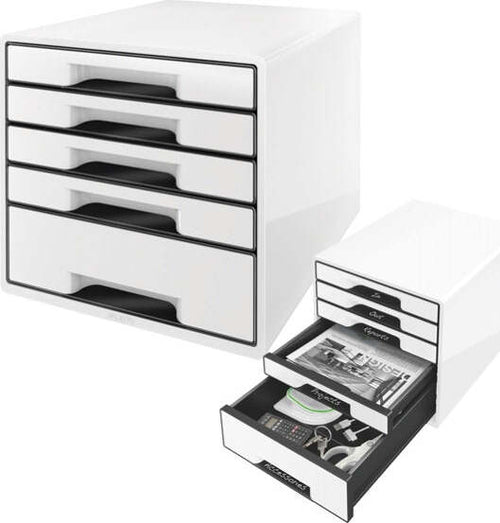 Cassettiera Drawer Cabinet Cube 5 - 28 7x27x36 3 cm - bianco - Leitz Casa e cucina/Arredamento/Studio/Mobiletti e credenze/Cassetti Eurocartuccia - Pavullo, Commerciovirtuoso.it