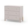 Cassettiera Enola in legno massiccio con 3 cassetti beige e gambe pino