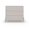 Cassettiera Enola in legno massiccio con 3 cassetti beige e gambe pino