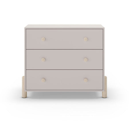 Cassettiera Enola in legno massiccio con 3 cassetti beige e gambe pino