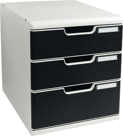 Cassettiera Modulo A4 - 28 8 x 32 x 35 cm - 3 cassetti - grigio-nero - Exacompta Casa e cucina/Arredamento/Studio/Mobiletti e credenze/Cassetti Eurocartuccia - Pavullo, Commerciovirtuoso.it