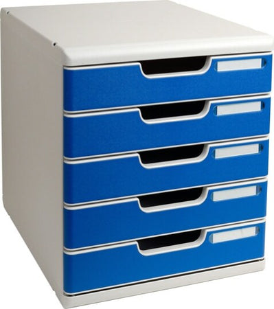 Cassettiera Modulo A4 - 28 8 x 32 x 35 cm - 5 cassetti - grigio-blu - Exacompta Casa e cucina/Arredamento/Studio/Mobiletti e credenze/Cassetti Eurocartuccia - Pavullo, Commerciovirtuoso.it