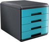 Cassettiera Mydesk - 29 5x38 5x28 2 cm - 4 cassetti da 4 5 cm - grigio-turchese - Arda Casa e cucina/Arredamento/Studio/Mobiletti e credenze/Cassetti Eurocartuccia - Pavullo, Commerciovirtuoso.it