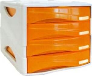 Cassettiera Smile - 29x38x25 5 cm - 4 cassetti da 5 cm - grigio-arancio trasparente - Arda Casa e cucina/Arredamento/Studio/Mobiletti e credenze/Cassetti Eurocartuccia - Pavullo, Commerciovirtuoso.it