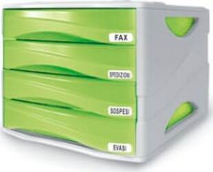 Cassettiera Smile - 29x38x25 5 cm - 4 cassetti da 5 cm - grigio-verde trasparente - Arda Casa e cucina/Arredamento/Studio/Mobiletti e credenze/Cassetti Eurocartuccia - Pavullo, Commerciovirtuoso.it