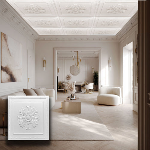 €3,49 pannello per boiserie a parete, rivestimento cassonato a soffitto e porte in PVC 3D 50X50cm mod. VENICE