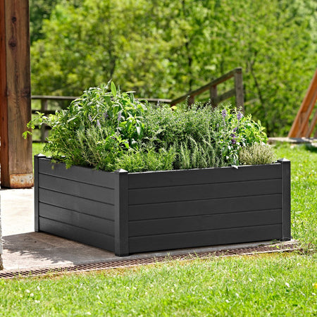 Vaso quadrato "Trama 003" In plastica da esterno e giardino per fiori e piante