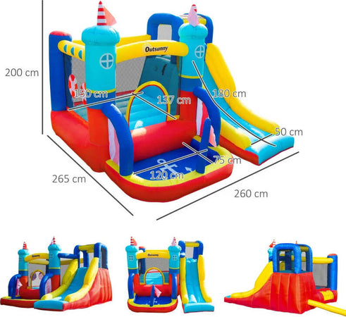Castello-Gonfiabile-4-in-1-Bimbi-3-8-Anni,-Scivolo-e-Piscina,-265x260x200cm-GB9342-054V90GB9